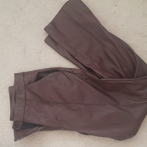 Dark Chocolate Faux Leather Jeans - Picture 2 of 5